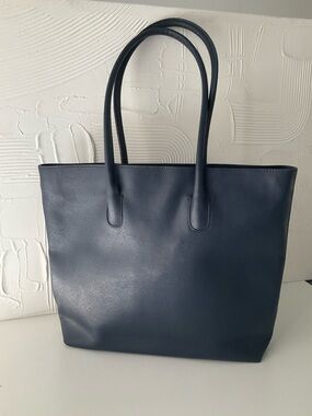 Furla Luxury Classic Leather Tote Bag - Dark Navy Blue